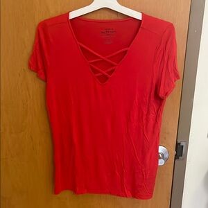 Women's Red V-Neck Top